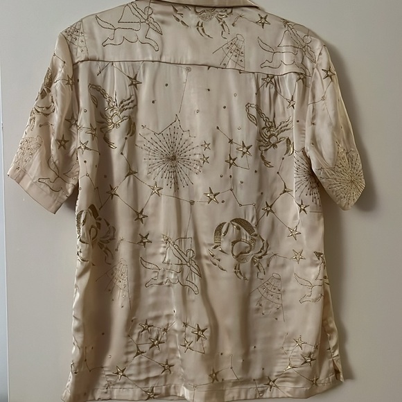 Urban Outfitters Gold Zodiac Embroidery Button Down Shirt - Picture 4 of 5